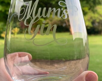 Gin Glass |  Fathers Day Gift | Personalised gin glass | personalised wine glass | stemless wine glass | Gifts for Mum | Gifts for Dad