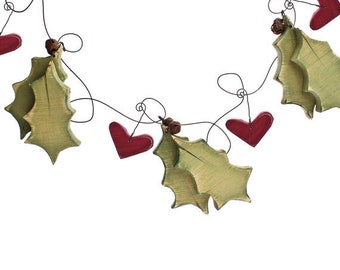 Christmas Garland for mantle or stairs, Holly Garland