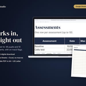 Teacher Gradebook Spreadsheet UK, Assessment and Mark Tracker, On Track Flags, Class Analysis, Intervention Planner, Google Sheets and PDF