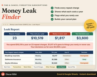 Subscription Tracker Spreadsheet, Find & Cancel Subscriptions, Recurring Expense Tracker, Budget Template, Excel Google Sheets