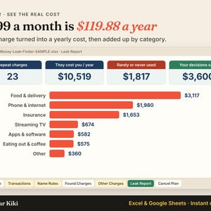 Subscription Tracker Spreadsheet: cost per year