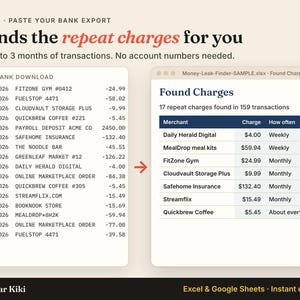 Subscription Tracker Spreadsheet: finds charges