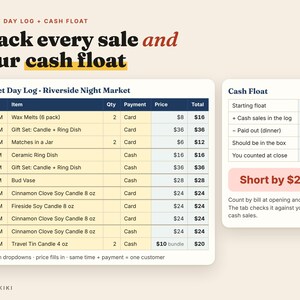Craft Fair Kit: sales and cash float