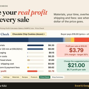 Bakery Pricing Calculator: Recipe Cost: real profit