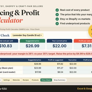 Etsy Pricing Calculator Spreadsheet: Product Cost: cover