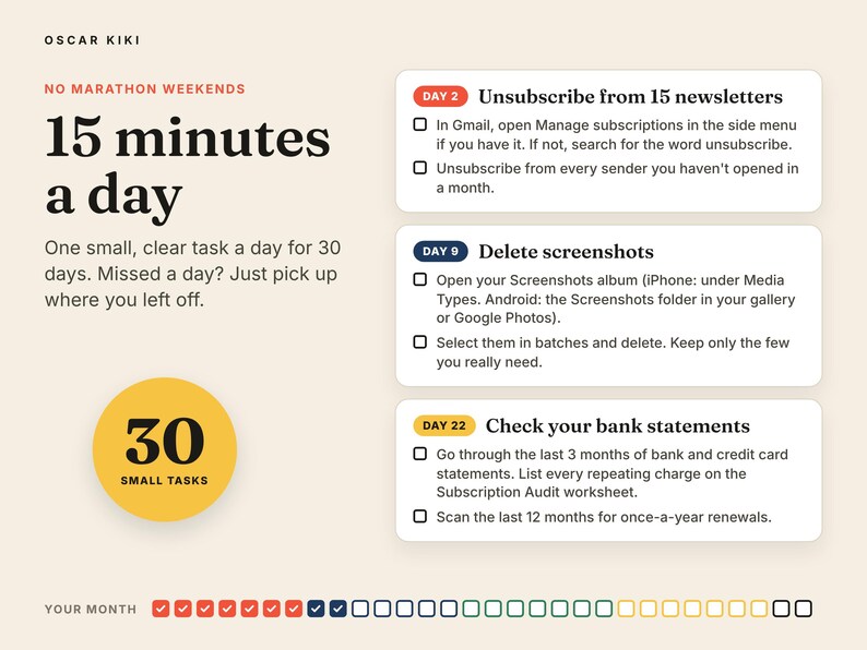Digital Declutter Checklist: 15 minutes a day