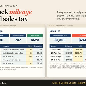 Bookkeeping Spreadsheet for Small Business: mileage sales tax