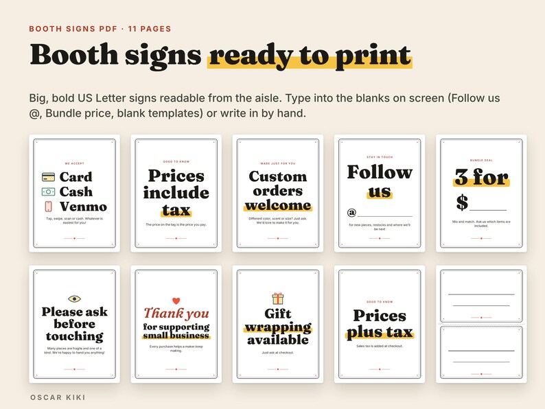 Craft Fair Kit: booth signs