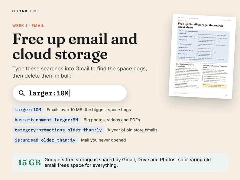 Digital Declutter Checklist: free up email and cloud storage