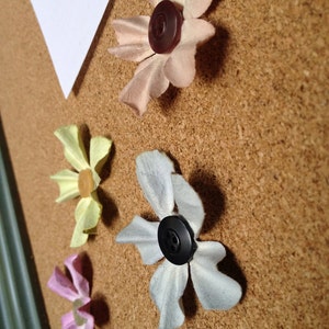 Spring Flowers Set of Four Paper Flower Push Pins with Button Centers image 2