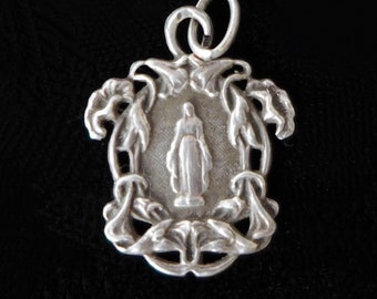 Art Deco Virgin Mary Holy Medal Charm Pendant