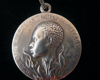 Antike Saint Charles Lwanga Medaillon Anhänger Charm Halskette