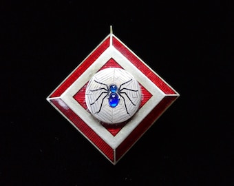 Antike Spinnen Brosche mit Saphir und Emaille 1894