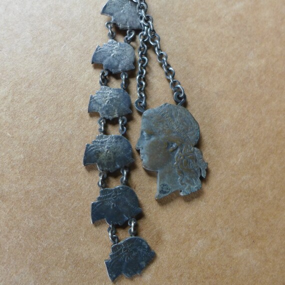 Antique Flapper Women's Equality OOAK Necklace Ir… - image 1