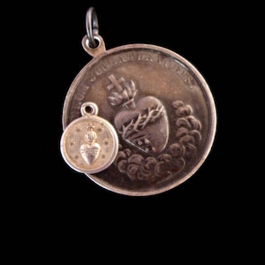 Tiny Sacred Heart Holy Medal Charm Necklace