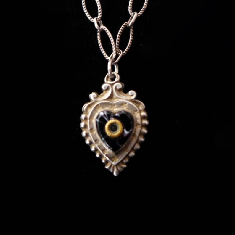 Antique French Heart Charm Stanhope Necklace