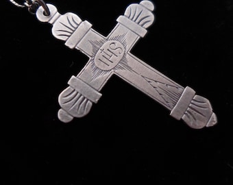 Antique RARE Sterling Nun's Cross Cast Necklace