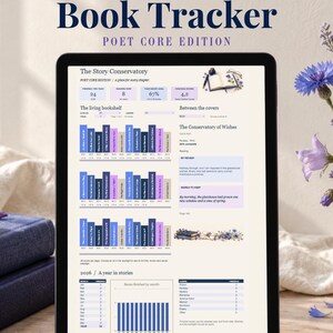Book Tracker, Reading List Planner Google Sheets, Excel, Reading Tracker, Book Review,  Spreadsheet Book Journal, Gift for Book Lover