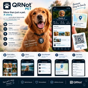 Personalized Pet QR Code, Custom Dog Cat Digital Profile (Digital Download)