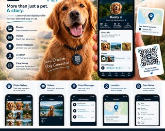 Codice QR personalizzato per animali domestici, profilo digitale personalizzato per cani e gatti (download digitale)