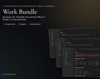 Obsidian Business Bundle: CRM, AI Coding Specs, Office IT Binder (3 Vaults, No Plugins)