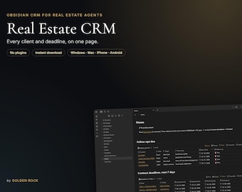 Obsidian Real Estate CRM Template: Client Tracker, Listings, Showings, Deadlines (No Plugins)