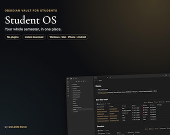 Obsidian Student OS: Semester Planner, Exam Tracker, Study Guide (No Plugins)