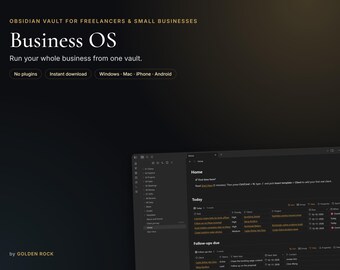 Obsidian Business Template: Client CRM, Project, Invoice & Task Tracker Vault for Freelancers, No Plugins