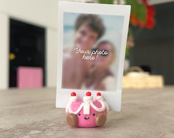 Plushie Inspired Clay Photo Stand - Pink Cake