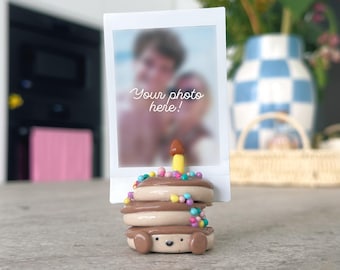 Plushie Inspired Clay Photo Stand - Pancakes