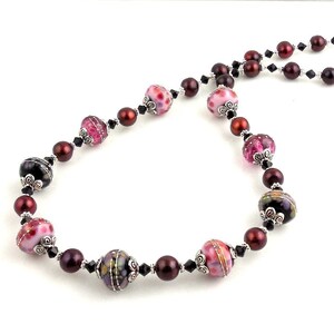 Cranberry Red Beaded Crystal Lampwork Necklace Special - Etsy