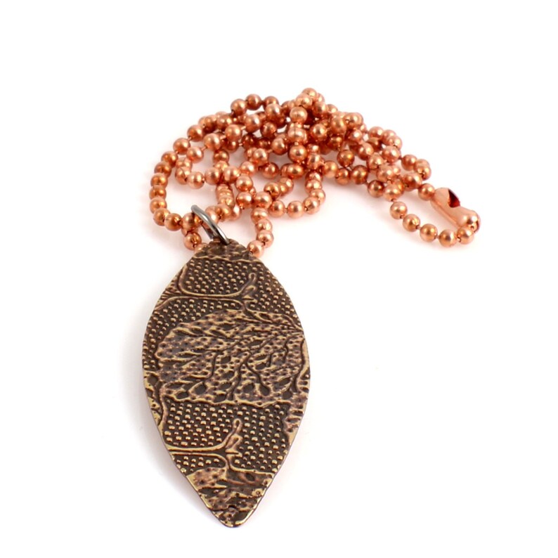 Embossed Trees Copper Pendant Necklace Nature Inspired Etsy UK