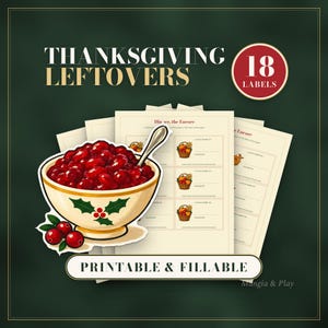 Thanksgiving Leftover Labels Printable, Fillable Take Home Tags and Station Sign