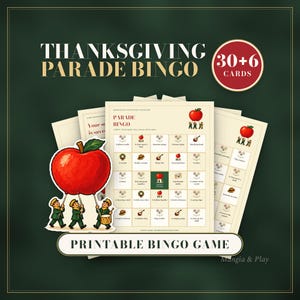 Thanksgiving Parade Bingo Printable, 30 Unique Cards for a Family Watch Party