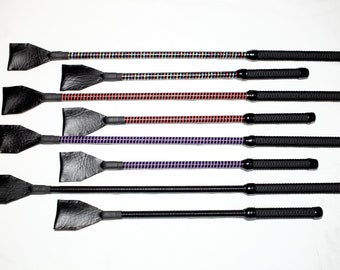 Mature BDSM Riding Crop 20" & 15" Multiple Striped Colours Available