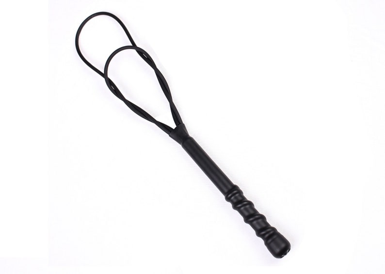 Mature BDSM Coated Steel Twin Cord Beater Spanker Black image 1