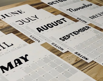 Digital Calendar - Typographic Calendar - Digital File for Download - Year 2019 - For font lovers! - Printable - Type