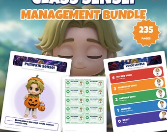 Classroom Management Bundle, Voice Level Chart, Behavior Chart, Class Jobs, Class Mascot, Classroom Money, Reward Stickers, Karate Theme K-5