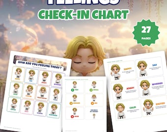 Feelings Check-In Chart, 12 Feelings Posters, Feelings Thermometer, Coping Choice Board, Calm Down Corner, SEL Printable for Kids K-5