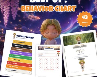 Karate Belt Behavior Chart, Classroom Reward System, Clip Chart, Belt Stamp Cards, Brag Tags, Certificates, Positive Behavior Printable K-5