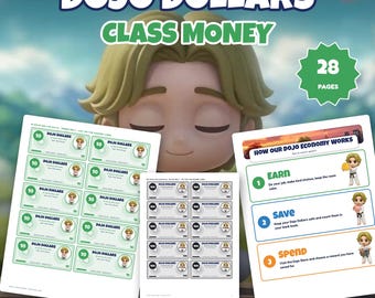 Classroom Money Printable, Dojo Dollars Class Economy, Play Money, Class Store Coupons, Reward Coupons, Behavior Bucks, Money Math K-3