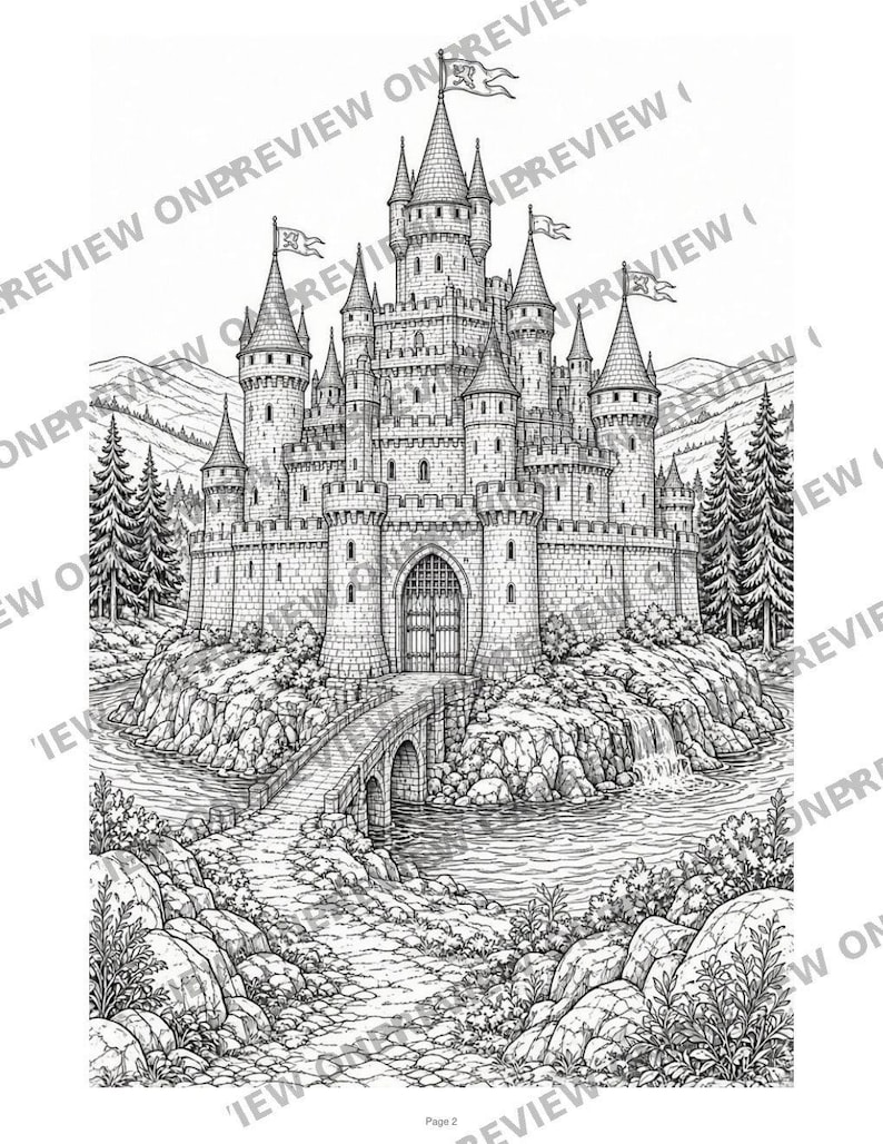 Knightly Tales Medieval Coloring Book – 25 Page Editable Printable PDF ...