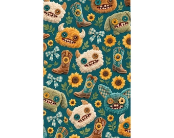 Fuggler Cowboy Boots and Sunflowers Twin Flat Sheet