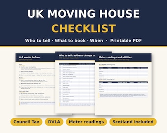 Who to Tell When You Move UK | Moving House Checklist & Change of Address Tracker | 36 Organisations | Scotland Included | 16-Page PDF