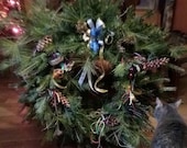 Handmade Vermont greens! Natural woven Grapevine, Bittersweet, Red Dogwood Wreath bases. 2-5 days please. Shown 20&quot; swag, 20&quot; wreath. Peace!