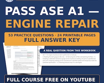 ASE A1 Engine Repair Workbook — Lubrication & Cooling Systems | 53 Questions, Quiz with Key | Free Course on YouTube