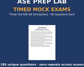 ASE A6 Mock Exams | 3 Timed Practice Tests, 60 Questions Each | Answer Keys and Score Sheets | ASE Prep Lab