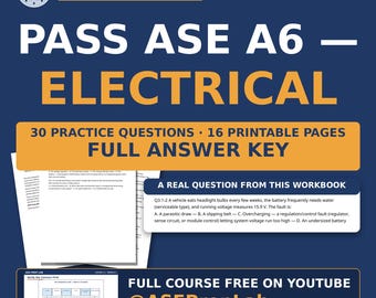 ASE A6 Electrical Workbook — Charging System | 30 Questions, Quiz with Answer Key | Free Course on YouTube