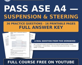 ASE A4 Suspension and Steering Workbook — Wheel and Tire | 36 Questions, Quiz with Key | Free Course on YouTube