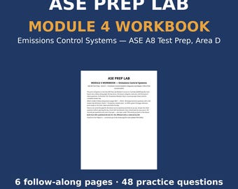 ASE A8 Lernbuch | Modul 4 Emissionskontrollsysteme | 48 Fragen und Quiz mit Lösungsschlüssel | ASE Vorbereitungslabor